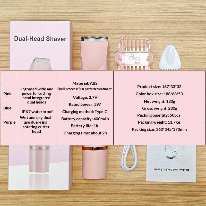 Épilateur Électrique Femme Double Tête – Rechargeable & Lavable