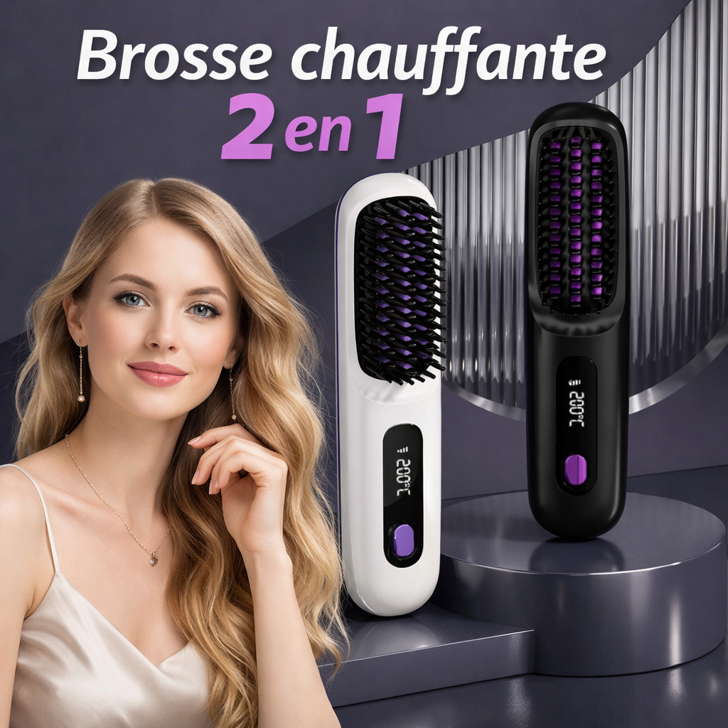 Brosse Lissante Sans Fil 2-en-1 Rechargeable