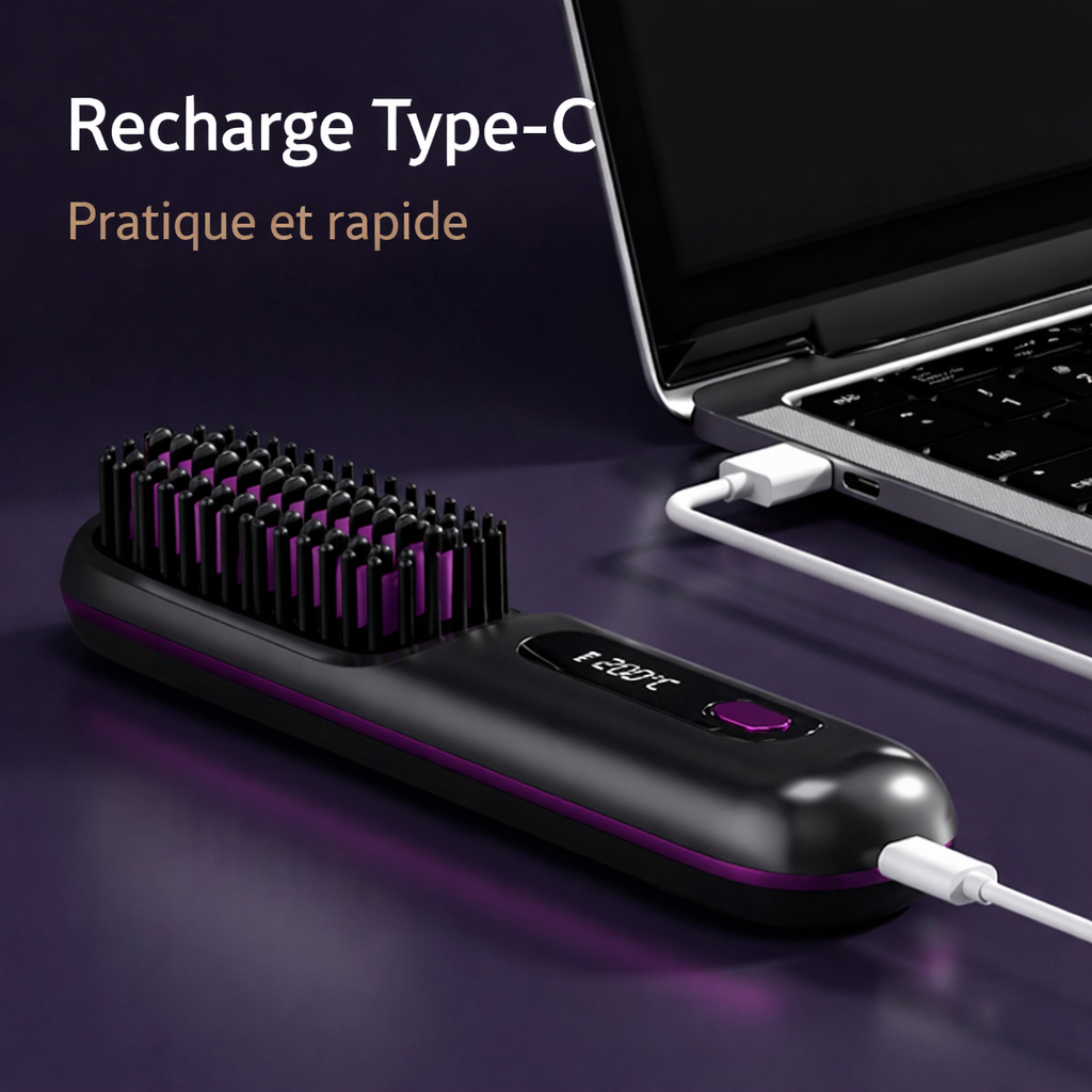 Brosse Lissante Sans Fil 2-en-1 Rechargeable