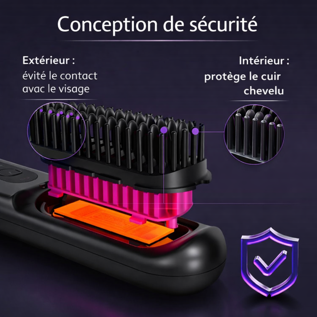 Brosse Lissante Sans Fil 2-en-1 Rechargeable