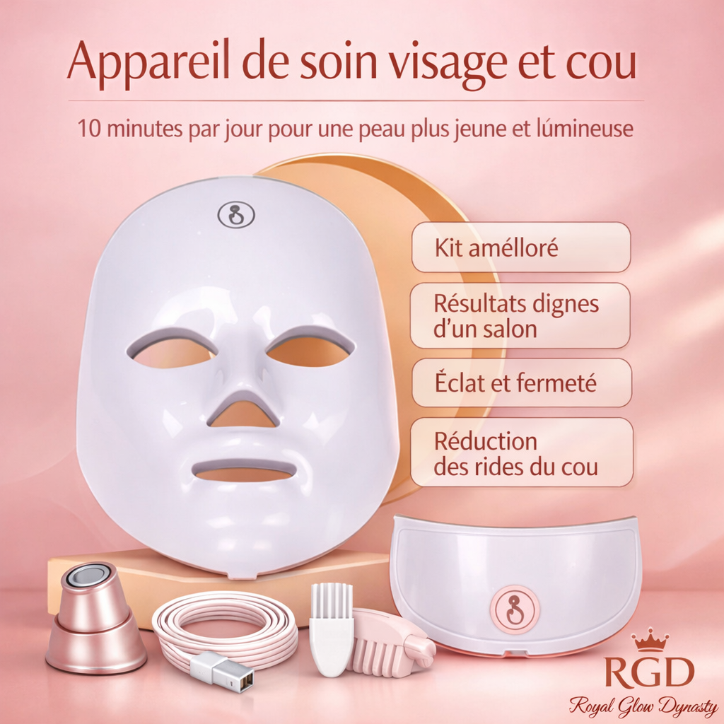 Masque LED Visage Multicolore – Appareil de Beauté Photon Rechargeable